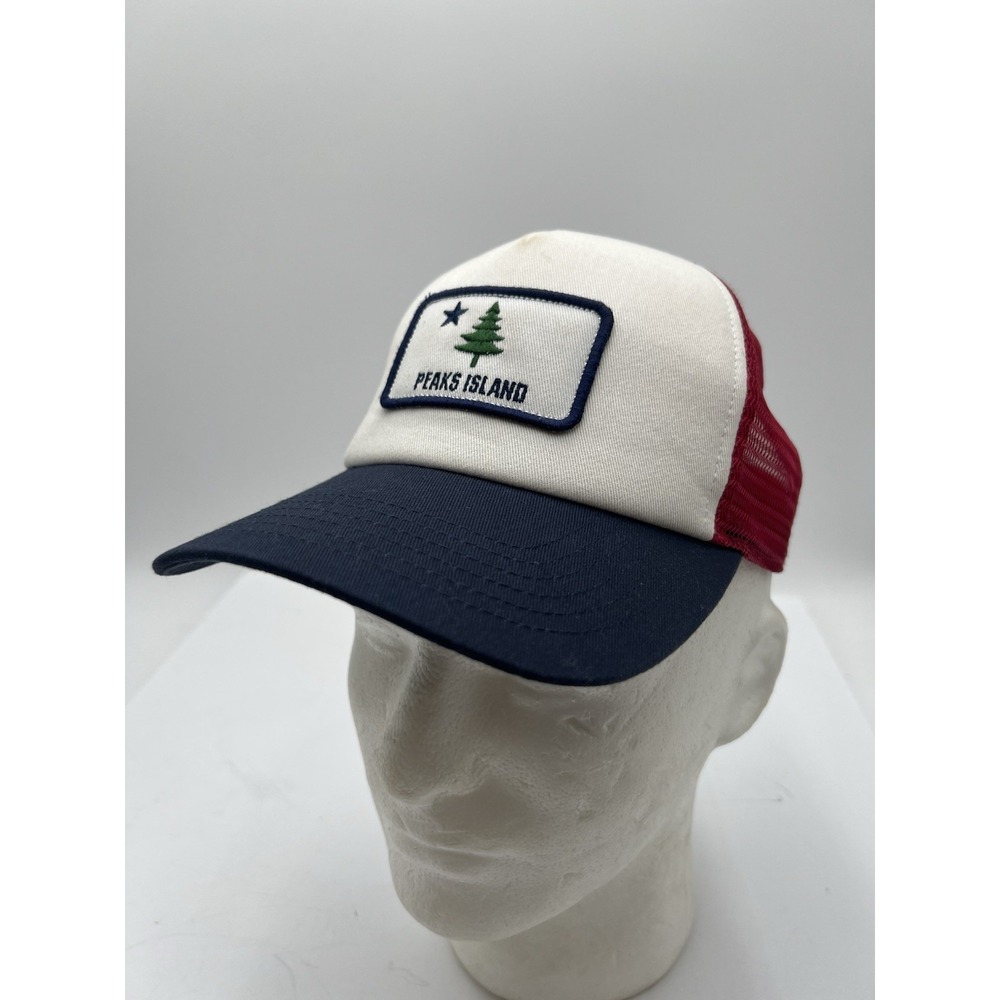 Peaks Island Maine Imperial Trucker Hat Snapback Red White Blue Mesh Cap